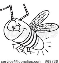 Cartoon Black and White Happy Firefly Bug by Toonaday