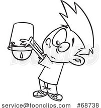 Cartoon Black and White Boy with a Drop in the Bucket by Toonaday
