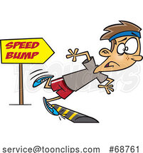 Cartoon Runner Boy Tripping over a Speed Bump by Toonaday