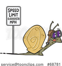 Cartoon Snail Passing a Speed Limit Sign by Toonaday