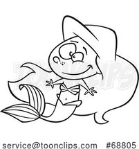 Clipart Cartoon Black and White Mermaid by Toonaday