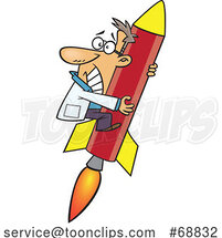Clipart Cartoon Rocket Scientist Clinging in Fear by Toonaday