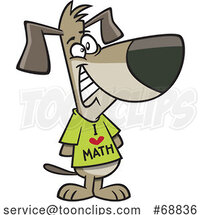 Clipart Cartoon Dog Wearing an I Love Math Shirt by Toonaday