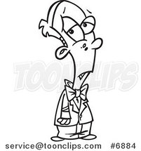 Cartoon Black and White Line Drawing of a Dressed up Boy by Toonaday