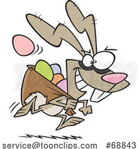 Cartoon Easter Bunny Bandit Stealing Eggs by Toonaday