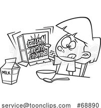 Cartoon Girl Shaking an Empty Box of Cereal by Toonaday