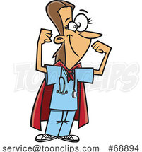 Cartoon Super Nurse Flexing by Toonaday