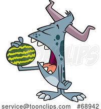 Cartoon Monster Eating a Watermelon by Toonaday