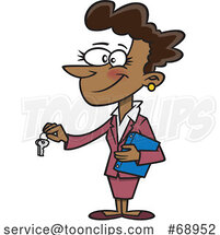 Cartoon Female Landlord Holding out Keys by Toonaday