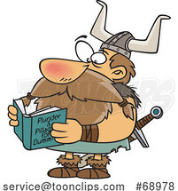 Cartoon Viking Reading a Book by Toonaday