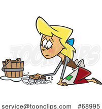Cartoon Lady Scrubbing the Floor on Her Knees by Toonaday