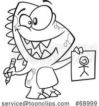 Cartoon Black and White Monster Artist by Toonaday