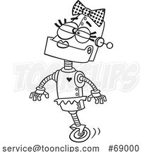 Cartoon Black and White Robot Lady by Toonaday