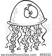 Cartoon Black and White Jellyfish by Toonaday
