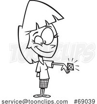Cartoon Black and White Lady Showing off Her Diamond Ring by Toonaday
