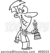 Cartoon Black and White Guy Giving or Receiving an Award by Toonaday