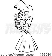 Cartoon Black and White Actress Receiving an Award by Toonaday