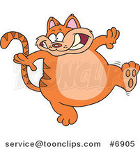 Cartoon Walking Fat Orange Cat by Toonaday