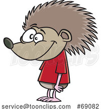 Cartoon Happy Hedgehog in a Tee Shirt by Toonaday
