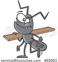 Cartoon Worker Ant Carrying Lumber by Toonaday