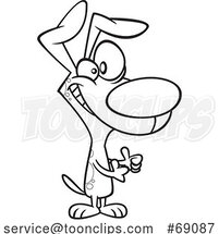 Cartoon Lineart Pleased Dog Holding Two Thumbs up by Toonaday