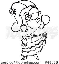 Cartoon Lineart Dancing Spanish Girl by Toonaday