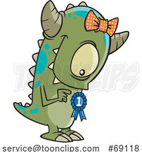 Cartoon Monster with a Winner Medal by Toonaday