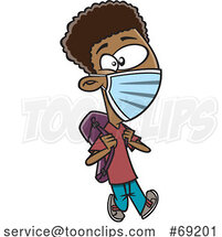 Cartoon Boy Wearing a Mask and Going Back to School by Toonaday