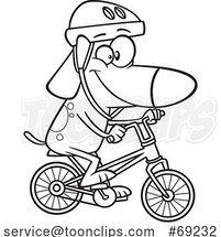 Cartoon Lineart Dog Riding a Bike by Toonaday