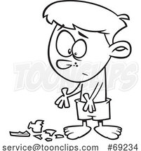 Cartoon Lineart Boy with a Broken Glass by Toonaday