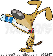 Cartoon Thirsty Dog Drinking Water by Toonaday