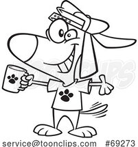 Cartoon Lineart Swag Dog Holding a Cup by Toonaday