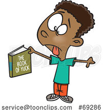 Cartoon Boy Holding the Book of Yuck by Toonaday