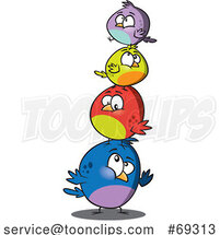 Cartoon Bird Family in a Stack by Toonaday