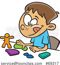 Cartoon Boy Playing with Playdough by Toonaday