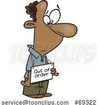Cartoon Guy Holding an out of Order Sign by Toonaday
