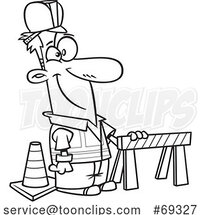 Cartoon Lineart Construction Worker by Toonaday
