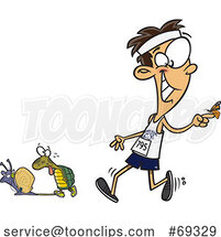Cartoon Competitive Guy Walking with a Butterfly Tortoise and Snail by Toonaday