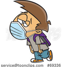 Cartoon Exhausted Boy Wearing a Mask by Toonaday