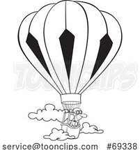 Cartoon Lineart Guy in a Hot Air Balloon by Toonaday