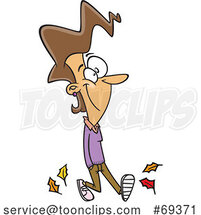 Cartoon Happy Lady Taking a Walk in Autumn by Toonaday