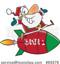Cartoon Santa Riding a Rocket by Toonaday