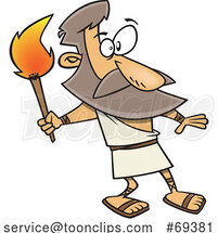 Cartoon Prometheus the God of Fire with a Torch by Toonaday