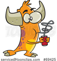 Cartoon Monster Drinking a Soda Through a Twisty Straw by Toonaday