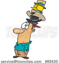 Cartoon Guy Wearing Many Hats by Toonaday
