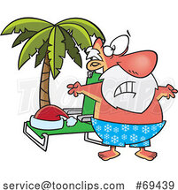 Cartoon Santa Claus with a Sun Burn on a Beach by Toonaday