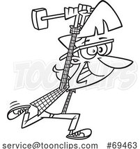 Cartoon Black and White Lady Ready for Demolition with a Sledgehammer by Toonaday