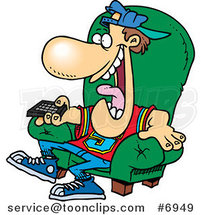 Cartoon Sports Fan Holding a Tv Remote by Toonaday