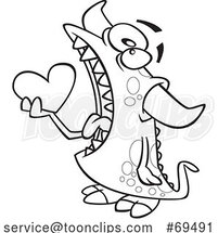 Cartoon Black and White Monster Eating a Heart by Toonaday
