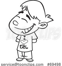 Cartoon Black and White Boy with an I Love ESL Shirt by Toonaday